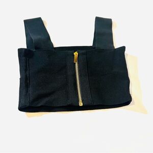 Babaton Black Bandage Crop Top | Gold Zipper | XXS | Aritzia